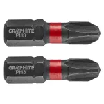 Set biti de impact PH3X25mm 1/4" 2buc. GRAPHITE 56H502 HardWork ToolsRange