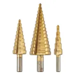 Burghie in trepte 4-12, 4-20, 4-32 mm, TiN, set de 3 bucati. GRAPHITE 54T300 HardWork ToolsRange