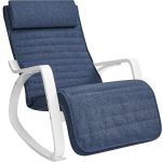 SONGMICS Scaun balansoar din lemn, suport picioare reglabil, maxim 150kg, 67x122x84 cm, albastru Household NewTrend