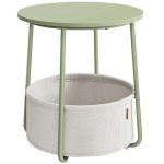 VASAGLE Masuta de cafea rotunda cu cos de stofa, stil modern, 45x50cm, verde cu crem Household NewTrend