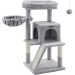 FEANDREA Ansamblu de joaca pentru pisici, tip copac, cu culcus si ascunzatoare, 48x48x96cm, gri deschis Household NewTrend