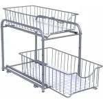 SONGMICS Raft organizator de depozitare cu 2 niveluri, cu sertare glisante, pentru bucatarie sau baie, 21x37x34cm, argintiu Household NewTrend