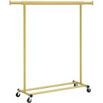 SONGMICS Suport pentru haine cu sina superioara extensibila, pe roti, reglabil pe latime, 45x(92-132)x160cm, auriu Household NewTrend