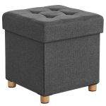 SONGMICS Taburet pliabil cu sezut moale, spatiu de depozitare, maxim 300kg, 38x38x40cm, gri Household NewTrend