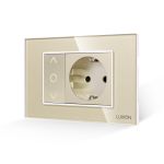 Intrerupator Mecanic Jaluzele + Priza cu Rama din Sticla LUXION, Standard Italian, 3M SmartElectro IntelligentHouse