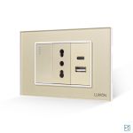 Intrerupator Simplu Cap Scara + Priza Ingusta si USB A+C cu Rama din Sticla LUXION, Standard Italian, 3M SmartElectro IntelligentHouse
