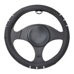 Husa volan negru cu crom , material cauciucat, diametru 37-39 cm AutoDrive ProParts