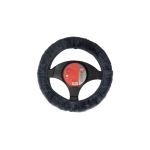 Husa volan blana din lana neagra diametru 37-39cm AutoDrive ProParts