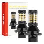 Set 2 becuri auto semnalizare LED, cu lumini de zi 2in1, AMIO, 12V, culoare alb-orange, BAU15s, Canbus AutoDrive ProParts