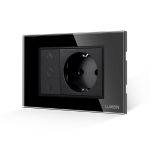 Intrerupator Mecanic Jaluzele + Priza cu Rama din Sticla LUXION, Standard Italian, 3M SmartElectro IntelligentHouse