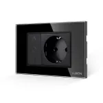 Intrerupator Mecanic Jaluzele + Priza cu Rama din Sticla LUXION, Standard Italian, 3M SmartElectro IntelligentHouse