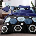 Lenjerie de pat finet 6 piese, cearceaf pat cu elastic, cearceaf pilota 200x230, 2 fete perna 50x70, 2 fete perna 70x70, Extra, Bleumarin Relax KipRoom