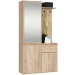 Set hol Entro cu oglinda, cuier si spatii de depozitare, PAL laminat 16 mm, 95x35x183 cm, stejar sonoma Household NewTrend
