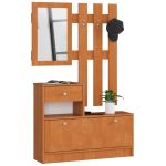 Set mobilier hol cu pantofar, oglinda, sertar si cuier metalic, PAL laminat, 90x25x170 cm, maro arin Household NewTrend