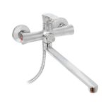 Set 2 buc. Baterie cadă cu duș Dionis, montaj pe perete, crom