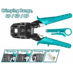 Clește de sertizat modular TOTAL 8” pentru mufe RJ45/RJ11 (4P/6P/8P)