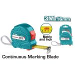 Ruletă TOTAL 3m x 16mm (metrică & inch) cu blocare automată – 2 funcții