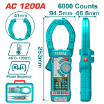 Clampmetru Digital TOTAL True RMS 1200A (Cleste Ampermetric) cu Afisaj Color, 1000V, 6000 Counts