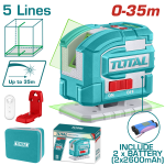 Nivela laser verde TOTAL 0-35 m, autonivelanta, 360° + verticala, USB-C (cu telecomanda)
