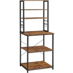 VASAGLE Raft de bucatarie, spatiu cuptor cu microunde, 6 rafturi, 40x60x167cm, maro rustic si negru Household NewTrend