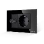 Comutator Pentru Ventilator + Priza cu Rama din Sticla LUXION, Standard Italian, 3M SmartElectro IntelligentHouse