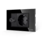 Comutator Pentru Ventilator + Priza cu Rama din Sticla LUXION, Standard Italian, 3M SmartElectro IntelligentHouse