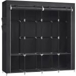SONGMICS Garderoba din material textil, dulap portabil, cu rafturi si sina de agatat, 170x45x167cm, negru Household NewTrend