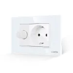 Intrerupator Mecanic cu Variator + Priza cu Rama din Sticla LUXION, Standard Italian, 3M SmartElectro IntelligentHouse