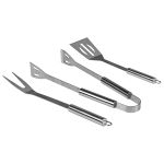 Set ustensile grill/BBQ Teesa din inox cu etui (cleste, furculita, spatula)