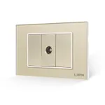 Priza TV 1M + 2 Taste False LUXION cu Rama din Sticla, Standard Italian, 3M SmartElectro IntelligentHouse