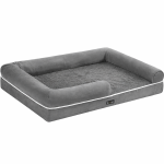 FEANDREA Pat ortopedic pentru caini, cu margini inaltate si husa detasabila, 106x80x20 cm, gri deschis Household NewTrend