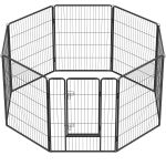 FEANDREA Tarc metalic pentru animale, 8 panouri modulare, utilizare interior sau exterior, 160x160x100 cm, negru Household NewTrend