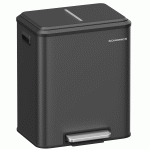 SONGMICS Cos gunoi metalic, 2 compartimente, 2x15 litri, pedala si inchidere silentioasa, negru Household NewTrend