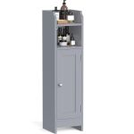 VASAGLE Dulap de baie, pentru spatii inguste, cu rafturi si usa, 18x20x80 cm, gri Household NewTrend