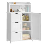 VASAGLE Dulap de baie cu sertare si usa, priza integrata cu USB, rafturi reglabile, MDF, 30x60x100 cm, alb Household NewTrend