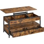 VASAGLE Masuta de cafea cu blat reglabil pe inaltime, cu sertare si spatii de depozitare, stil industrial, 100x50x63 cm, maro vintage Household NewTrend