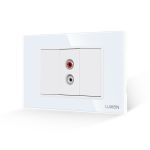 Priza Audio 1M + 2 Taste False LUXION cu Rama din Sticla, Standard Italian, 3M SmartElectro IntelligentHouse