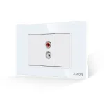 Priza Audio 1M + 2 Taste False LUXION cu Rama din Sticla, Standard Italian, 3M SmartElectro IntelligentHouse