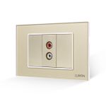 Priza Audio 1M + 2 Taste False LUXION cu Rama din Sticla, Standard Italian, 3M SmartElectro IntelligentHouse