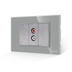 Priza Audio 1M + 2 Taste False LUXION cu Rama din Sticla, Standard Italian, 3M SmartElectro IntelligentHouse