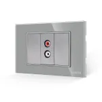 Priza Audio 1M + 2 Taste False LUXION cu Rama din Sticla, Standard Italian, 3M SmartElectro IntelligentHouse