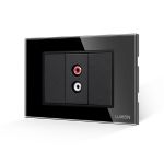 Priza Audio 1M + 2 Taste False LUXION cu Rama din Sticla, Standard Italian, 3M SmartElectro IntelligentHouse