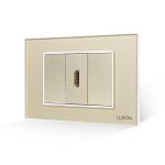 Priza HDMI + 2 Taste False LUXION cu Rama din Sticla, Standard Italian, 3M SmartElectro IntelligentHouse