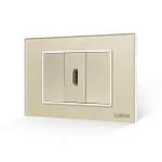 Priza HDMI + 2 Taste False LUXION cu Rama din Sticla, Standard Italian, 3M SmartElectro IntelligentHouse