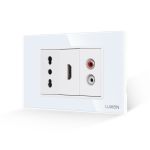 Priza Ingusta + HDMI + Audio cu Rama Din Sticla LUXION, Standard Italian, 3M SmartElectro IntelligentHouse