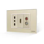 Priza Ingusta + HDMI + Audio cu Rama Din Sticla LUXION, Standard Italian, 3M SmartElectro IntelligentHouse