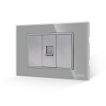 Priza Internet 1M + 2 Taste False LUXION cu Rama din Sticla, Standard Italian, 3M SmartElectro IntelligentHouse