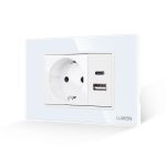 Priza Schuko si USB A+C cu Rama din Sticla LUXION, Standard Italian, 3M SmartElectro IntelligentHouse