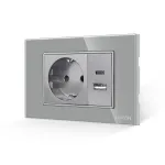 Priza Schuko si USB A+C cu Rama din Sticla LUXION, Standard Italian, 3M SmartElectro IntelligentHouse