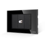 Priza TV Satelit 1M + 2 Taste False LUXION cu Rama din Sticla, Standard Italian, 3M SmartElectro IntelligentHouse